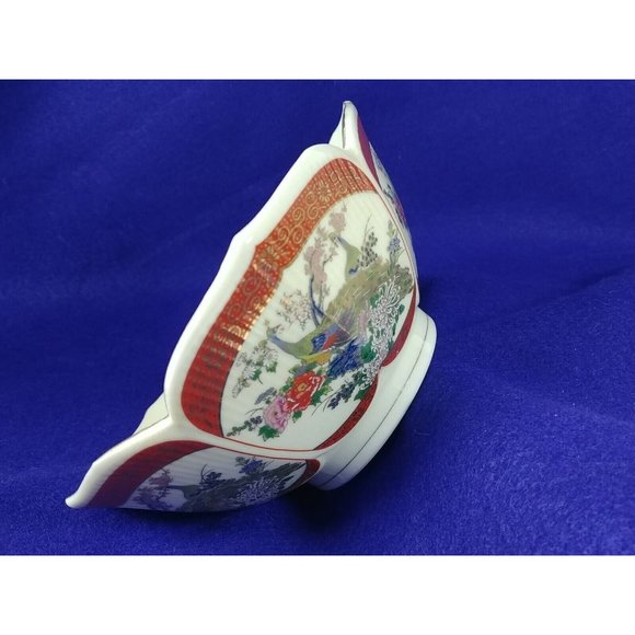 Bowl Satsuma Japan Bottom Stamped Chop Mark Bowl Ornate Floral Peacock - Picture 6 of 8